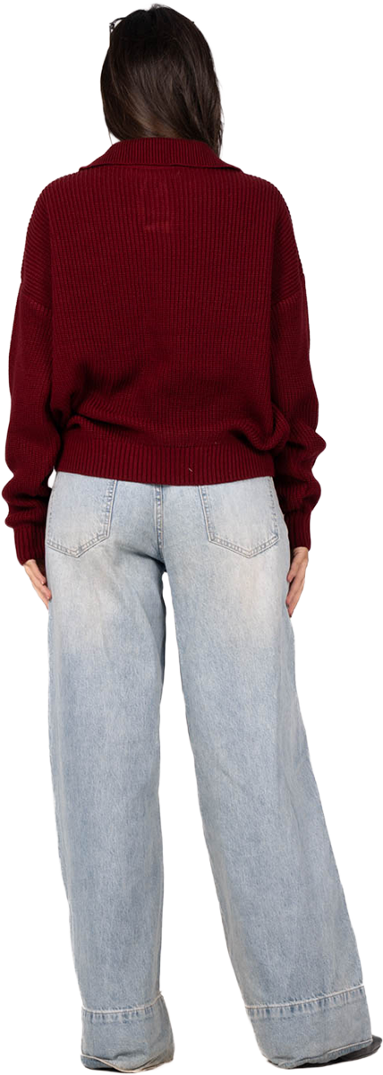 BURGUNDY KNITTED SWEATER
