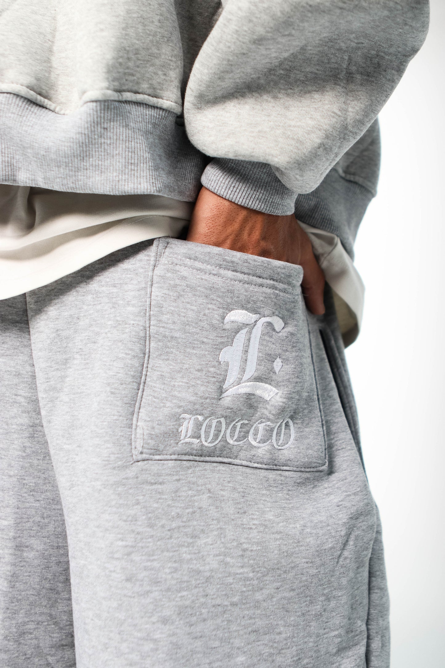 LOCCO LIGHT GREY BAGGY PANTS