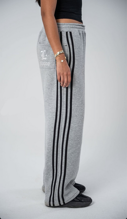 LOCCO GREY STRIKE BAGGY PANTS