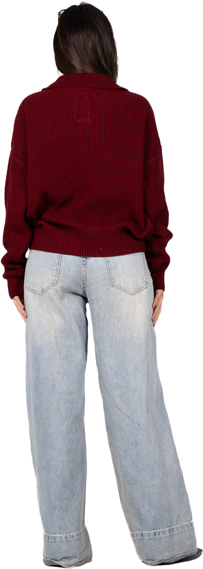 BURGUNDY KNITTED SWEATER