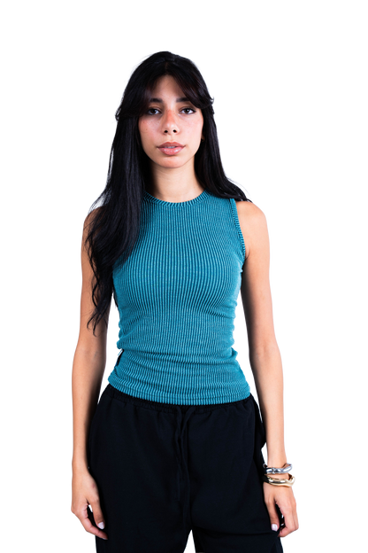 Turquoise Ribbed Wave Tank