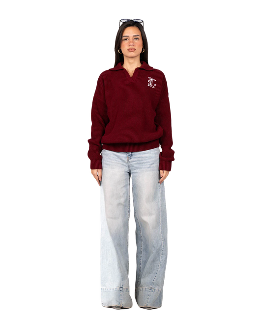 BURGUNDY KNITTED SWEATER