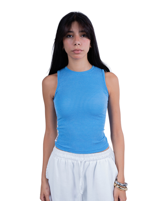 Light Blue Ribbed Wave Tank